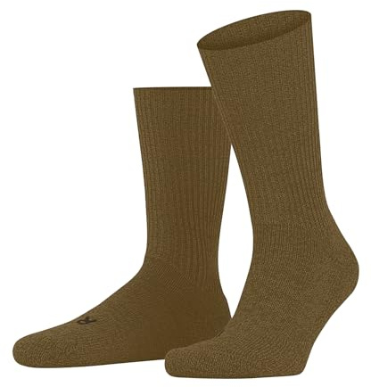 FALKE Unisex Walkie Ergo U So Wool Plain 1 Pair Socks, Yellow Old Brass 1220, 4-5
