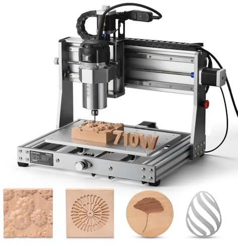 Genmitsu 3020-PRO Ultra CNC Router Machine, Upgraded 710W Spindle, All-Metal Engraver for Metal, Wood, Acrylic, PCB, MDF, Built-in Motherboard Fan, Work Area 11.8x8.1x3.1