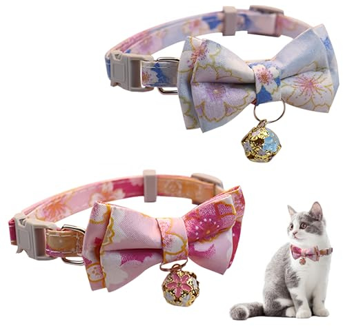 EUYKQNOI 2 Stück Samt Katzenhalsband halsband katze mit Glöckchen und Fliegeverstellbar für kleine Welpen Sicherheitsfliege katze halsband für Hochzeiten Katzen-Fliege