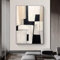 DHHXY Peinture abstraite sur toile noire et beige Avec Cadre Image Sur Toile, Art mural texturé beige minimaliste Impression sur toile texturée Décoration d'intérieur Cadre 60x80cm