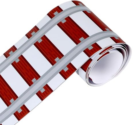 3 Rolls 10 x 200 cm Self-Adhesive PVC Wallpaper Border, Soft Skirting Board, Decorative Stickers, Wallpaper Border, Wall Border, Adhesive Film for Bathroom, Kitchen, Tiles, Room Decoration (Train