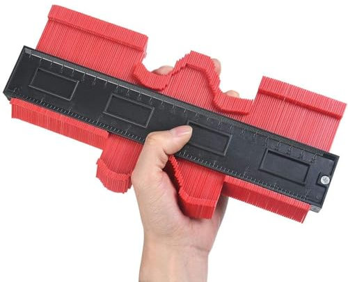 SUZEYEN 6 Inch Contour Gauge Tool Set – Precise Profile Duplicator for Carpets, Tiles, Woodworking & Flower Strips – Red Plastic Measuring Tool