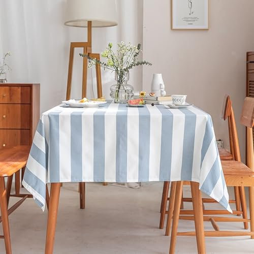Tolldek 90x90CM Tischtücher Hellblau, Quadratisch Tischwäsche Streifen Polyester, Tischtücher Biertisch Abwaschbar für Esszimmer, Garten, Party