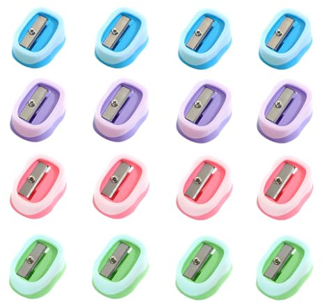 JEYORZY 12 Pcs Sacapuntas de Metal, Sacapuntas Manual 1 Orificios Afilalápiz Agujero único Acero Inoxidable Afilalapices Antideslizantes de Seguridad para Niños Escolares Oficina
