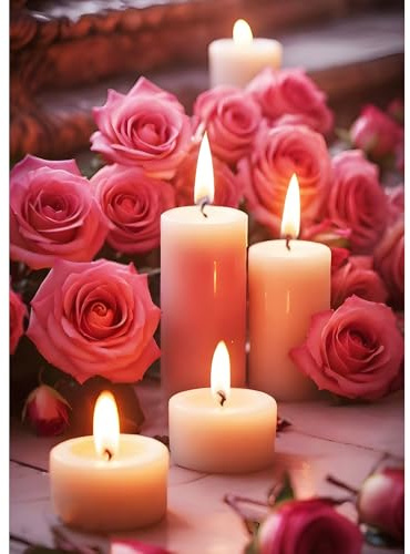 DPHERO Candles Diamond Painting Kits for Beginners Adults,5D DIY Roses Flowers Diamond Art Kits,Round Full Drill Romance Gem Art Crafts,DIY Painting by Numbers for Home Wall Decor 12x16 inch