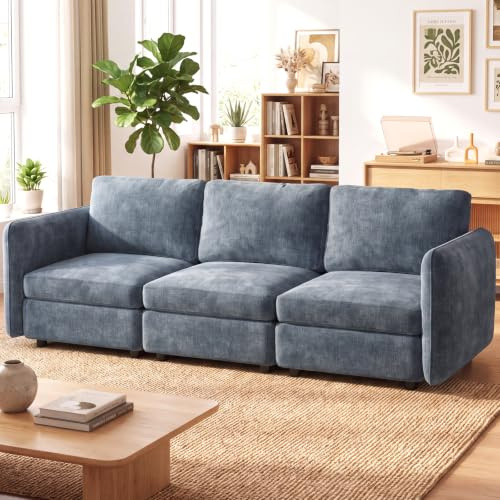 Guyii Large 3-Piece Sofa, Modern 3 Seat Couch with Deep Cushions, 3-Seater Convertible Sofa for Living Room, Small Space, Home, 92.51 L