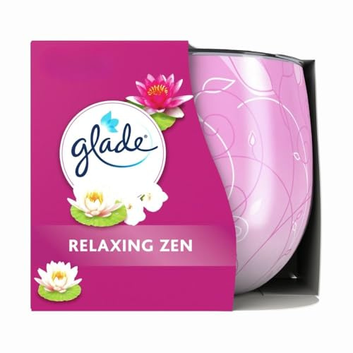 Glade Scented Candle Relaxing Zen 120g x 1 - Long-Lasting 31hr Burn Time - Stress Relief & Relaxation - Floral Fragrance Air Freshener with Welari Thank You Card | (1 Pack)