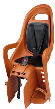 Fahrradkindersitz Hinten Polisport Groovy MIK-HD für MIK-HD Gepäckträger, schnelle werkzeuglose Montage, stabiles System, überarbeitetes Design mit Reflektor, bis 22 kg, Farbe Karamellbraun