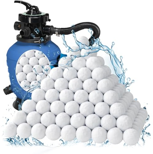 FuGuiB 2200g Filterbälle Pool, Wiederverwendbare Filterkugel mit Wäschenetz, Ersetzen 70kg Filtersand für Sandfilteranlagen, Pool Filterbälle, Kompatibel mit Allen Handelsüblichen Sandfilteranlagen
