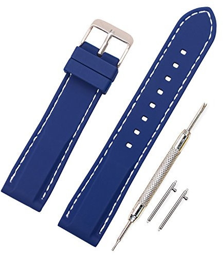 VINBAND Bracelet Montre en Silicone Libération Rapide Bande en Caoutchouc Souple Intelligente - 18, 20, 22, 24 mm Bracelets de Montres Caoutchouc (22mm, bleu profond)