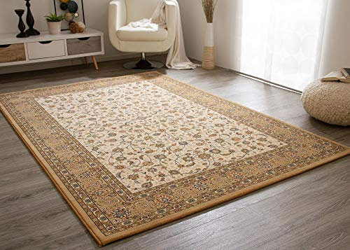 Steffensmeier Wohnzimmerteppich Classical Quality | Wohnzimmer | Beste Qualität | Orientalisch | Creme Floral, Größe: 67x140 cm