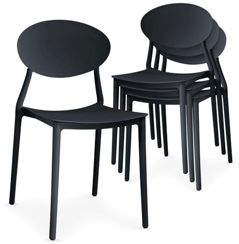 Menzzo Balagan Set mit 4 stapelbaren Stühlen Schwarz