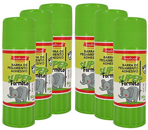 Starplast Pack de 6 Barras de Pegamentos Adhesivos Transparentes XXL, 90gr para Papel, Cartón, Cuero, Tela, Madera ideal para Manualidades, Artesanía, Hacer Maquetas, etc
