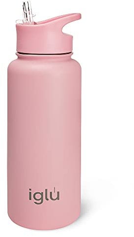 iglu Flaschen,Premium doppelwandiger Edelstahl,vakuumisolierte wiederverwendbare Wasserflasche,12 Stunden heiß & 24 Stunden kalt,Tolles Geschenk für Sie & Ihn (Himalaya-Rosa, 1 L)