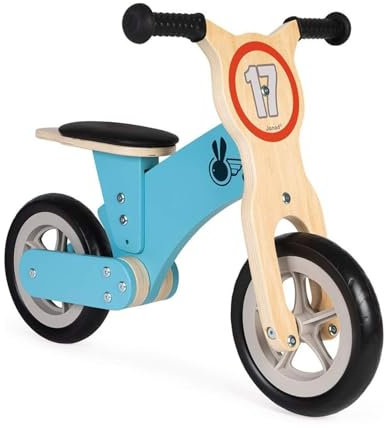 Janod - Bikloon ‘Little Racer’ - Laufrad aus Holz - Lernlaufrad - Motorik und Gleichgewichtssinn Entwickeln - Kinder Holzspielzeug - FSC-Zertifiziert - Ab 2 Jahren, J03285