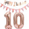 Luftballons 10.geburtstag deko rosegold+Happy Birthday Girlande +Wimpelkette 40Zahlen Ballon 10 Luftballons 10 Jahre Geburtstag Dekoration Mädchen Geburtstagdeko10 Geburtstag deko rosegold set(10)