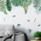 JOENCOST Tropical Palm Tree Leaves Wall Stickers, Green Leaf Plants Wall Decal, Peel and Stick Nature Jungle Wall Decor for Living Room, Bedroom, Door Decoration