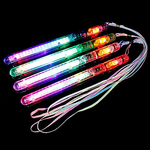 POHOVE Lot de 12 baguettes lumineuses LED clignotantes multicolores avec cordons pour Halloween, fêtes, concerts (couleur aléatoire)