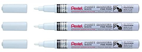 PENTEL Paint Marker MSP10 Marker, feine Spitze, Weiß, 3 Stück