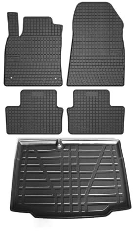 Fußmatten Kofferraumwanne Set kompatibel mit Nissan Note E12 2012-2016 Schwarz Gummi TPE
