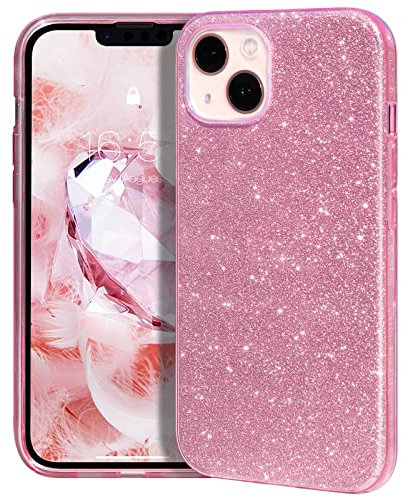 MATEPROX Glitzern Handyhülle Kompatibel mit iPhone 14 Hülle Schutzhülle Sprühen Glänzend Bling Dünnes Hülle für iPhone 14 6,1'' 2022-Rosa