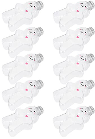 Toddmomy 10pcs Gingerbread Man Water Bottle Christmas Bottles Reusable Juice Bottles with Caps Gingerbread Man Candy Jar Christmas Party Favors 500ml (Transparent)