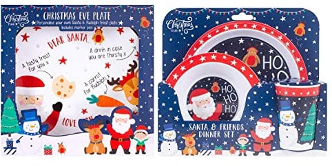 YöL Christmas Eve Plate And Set of 3 Dinner Set Plate Bowl And Cup - Toddler Baby Festive Santa Personalised