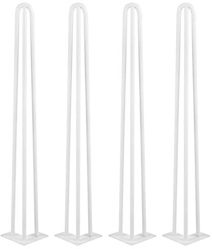 MINGYI Jambe de Table en Épingle à Cheveux, Lot de 4 Pieds Hairpin, Pieds Hauteur 71 cm, Pieds en Acier, Blanc B