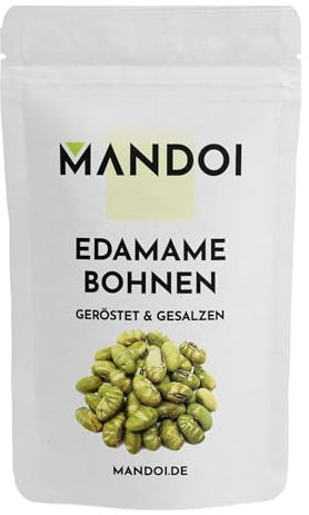 Mandoi Edamame Bohnen 200g, geröstet und gesalzen, 43% Protein, leckerer Snack auch als Topping für Mahlzeiten, vegan
