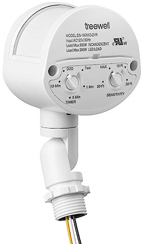 TREEWELL Motion Sensor, 180 Degree Replacement Motion Detector, Adjustable Time and Detection Sensitivity Up to 60 Feet, 3 Working Modes Pir Motion Sensor for
