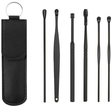 Nettoyeur D'oreille, 6 Pcs Kit Ear Wax Cleaner, Nettoyage D'oreille en Acier Inoxydable, Cuillère à Oreille en Acier Inoxydable, Nettoyeur D'oreilles Portable
