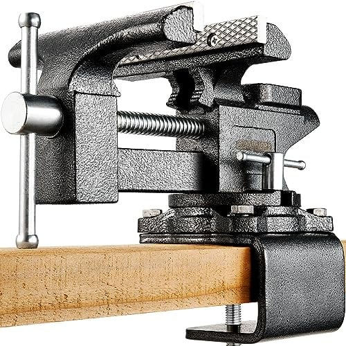 15,2 cm Schraubstock, Schraubstock für Werkbank mit robuster geschmiedeter Stahlkonstruktion, eingebauter Rohrbacke und Drehfuß, Tischschraubstock für Holzbearbeitung, Heimwerkstatt und