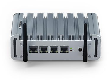 FANPEEC Firewall AES-NI, micro PC fanless, mini PC industriale Windows 10 Pro Celeron J4125 8GB RAM 128GB SSD, 4 x Rj45 I225-V 2.5 Gbe LAN, WiFi a banda singola, slot per scheda SIM