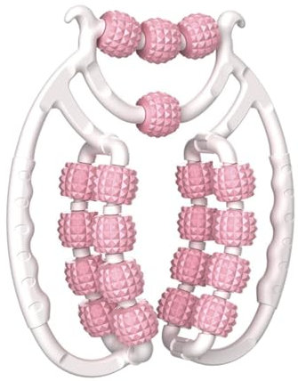 Harilla Rouleau de Relaxation à 20 Roues, Outil de Massage portatif, Pince de Massage des Jambes, Rouleau de Jambe pour du Cou, Coudes, Mollets, Rose