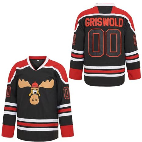 PERC30 Hockey Trikots #00 Movie Herren genähte Buchstaben und Zahlen S-4XL, Schwarz, Mittel
