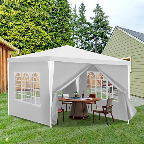 Daromigo Carpa de jardín de 3 x 3 m impermeable con laterales extraíbles y grandes ventanales, protección UV para exteriores, jardín, fiesta, camping, color blanco