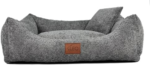 Leo4dog . Sofa Boucle Hundebett Hundekissen Hundesofa. Bezug abnehmbar waschbar. (Graphit, S 80x60)