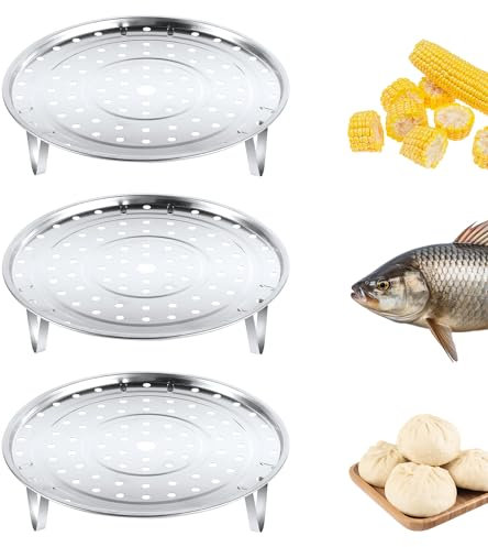 3 pz Cesta Vaporera, 22cm Rejilla Vaporera Cesta Vaporera Acero Inoxidable Multifuncional Cesta para Vaporera Instantánea Inserto para Vaporera para Alimentos y Albóndigas Verduras Mariscos