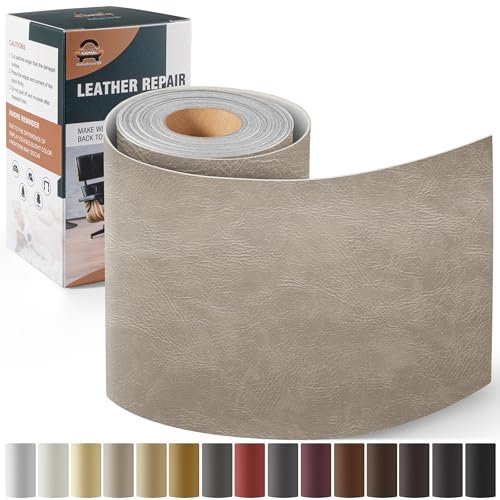 Leder Reparatur Set Neu Grau, OAZ Kunstleder Selbstklebend 10 x 160 cm, Kunstleder Reparaturset Leder Reparatur Patch Selbstklebende Lederflicken für Autositze Möbel Sofa Taschen