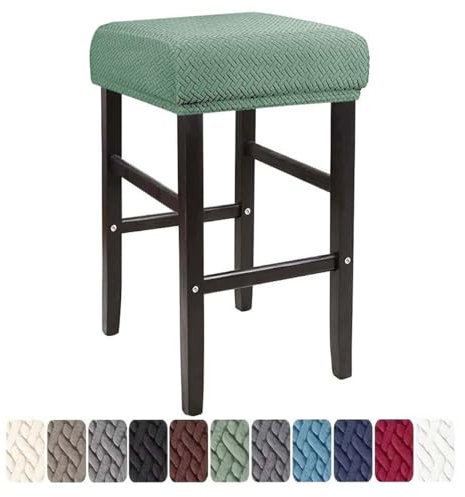 LIULIWEIFA Barhocker-Bezug, rechteckig, dehnbar, Thekenhöhe, Barhocker-Schonbezüge, rechteckig, für Küchentheke, Sattel, Sitzbezug für Holz- und Metallbank,Grün,1pcs