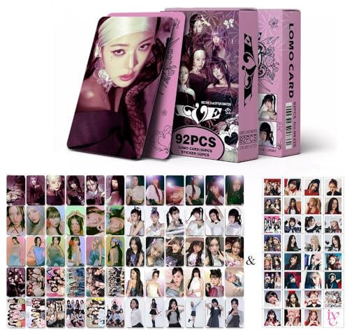 92PCS Kpop IVE Fotokarten IVE SWITCH Neues Album 60 Karten und 32 Aufkleber Geschenk-Set für Fans