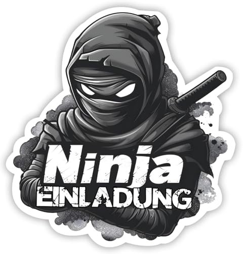 ZELAITE 12x Ninja EINLADUNGSKARTEN KINDERGEBURTSTAG Mädchen Junge - Stylishe Einladung zum Geburtstag für Jungs und Mädchen - Einladungskarten Geburtstag - Party Geburtstagseinladungen (G)
