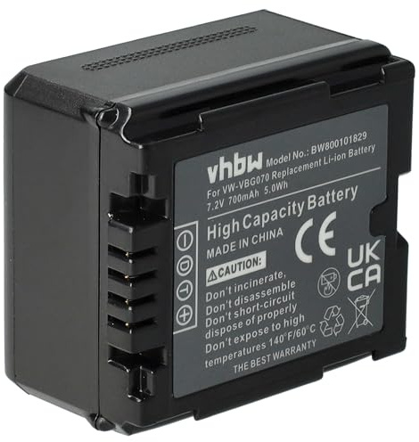 vhbw Akku kompatibel mit Panasonic SDR-H280, SDR-H50, SDR-H40, SDR-H60 Videokamera Camcorder (700 mAh, 7,2 V, Li-Ion) + Infochip