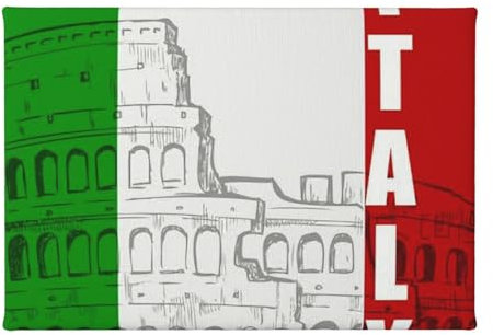 Italia Bandiera italiana Colosseo romano, Stampe su tela da parete, quadri da appendere alla parete, per la decorazione domestica, 20 x 30 cm