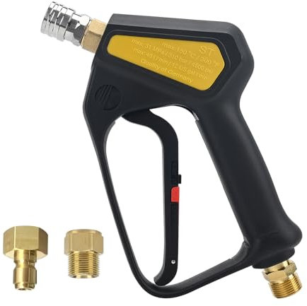 Replacement Short Pressure Washer Swivel Gun with M22 Inlet-14mm & Water Handle with 1/4” Quick Connector Coupler Up to 4000PSI - Power Washer Spray Gun Compatible with Foam Cannon