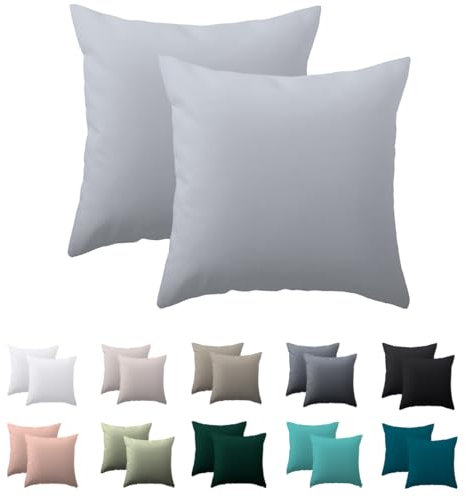Nesture Kissenbezug 80 x 80 2er Set - kopfkissenbezug 80x80 cm Grau, 100% Mikrofaser kissenbezüge mit Reißverschluss, Weich und Bügelfrei