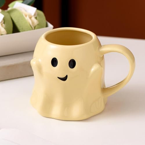 Zibeem Tasse À Café Fantôme, Tasse À Visage Fantôme En Céramique Fantôme D'Halloween, Tasses Fantômes De Dessin Animé Mignon, Tasse À Café Drôle En Forme De Fantôme Pour Votre Bien-aimé, 440 Ml
