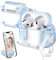 MHYALUDO per AirPods 4a generazione Custodia, porta di ricarica con blocco automatico magnetico antipolvere e supporto con kit di pulizia per AirPods 4 Custodia, azzurro/bianco neve