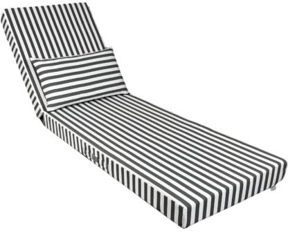 Déco Arts Kissen für Sonnenliege, 190 x 60 x 10 cm, mit Kopfstütze, Sonnenliege, abnehmbarer Bezug, wasserabweisend, UV-Schutz, Premium-Stoff 270 g/m², Öko-TEX, Kissen für Gartenliege, gestreift