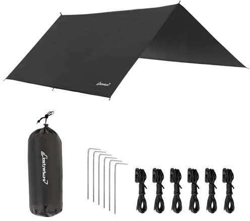 Clostnature Bâche de Camping Imperméable – 293 x 396 CM Bâche de Tente Anti-Pluie, Bâche de Hamac Robuste, Auvent de Camping Léger pour Extérieur, Randonnée, Pare-Soleil, Pluie, Neige